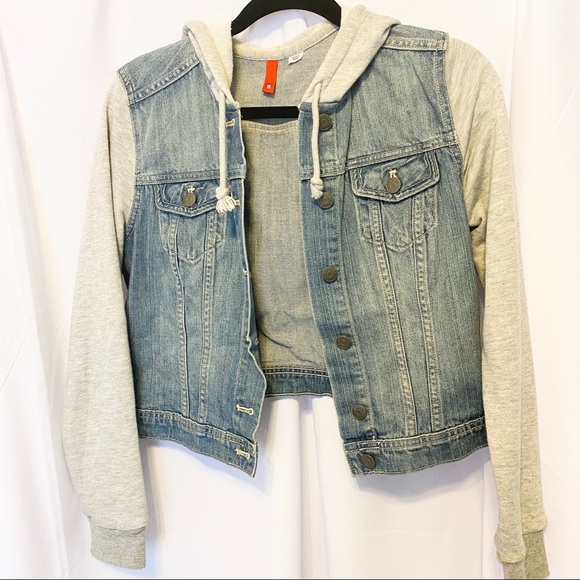 Divided Jackets & Blazers - DIVIDED H&M Denim Jean Sweater Hooded Jacket Sz 8